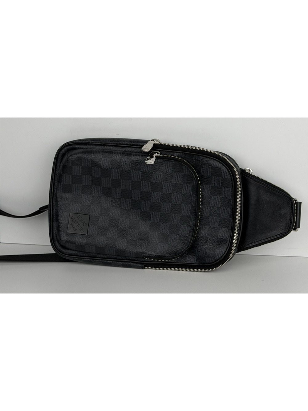 Louis Vuitton Avenue Damier Graphite Sling Bag Black Canvas Leather Patch NFC C8